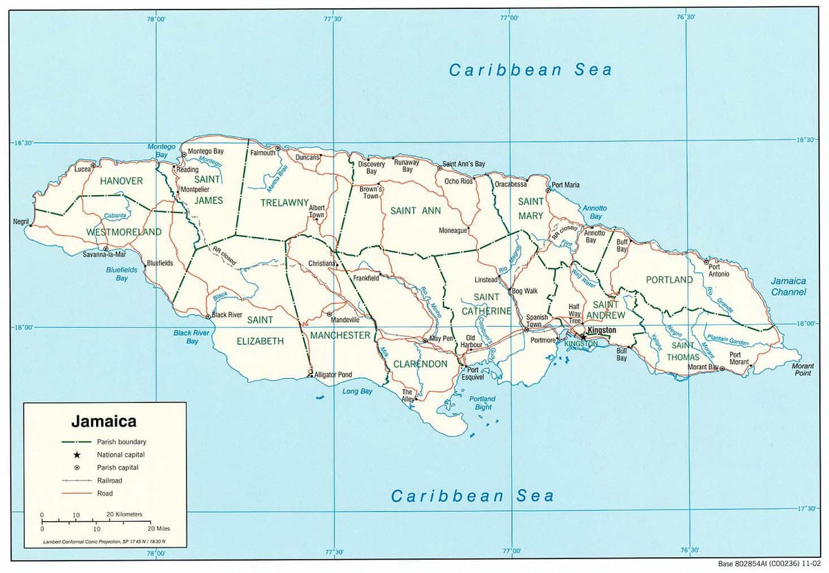 jamaica þjóðveginum 2000 kort