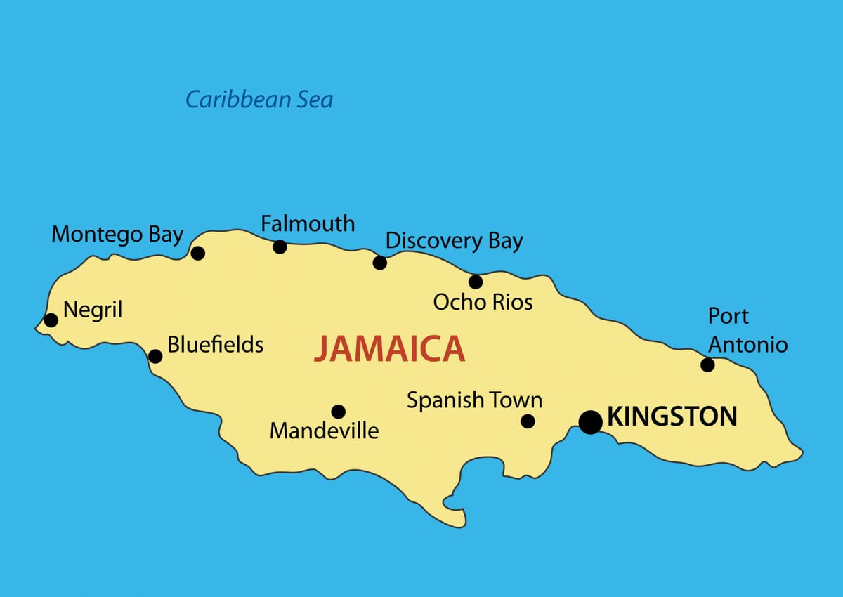 Kort af jamaica borgir