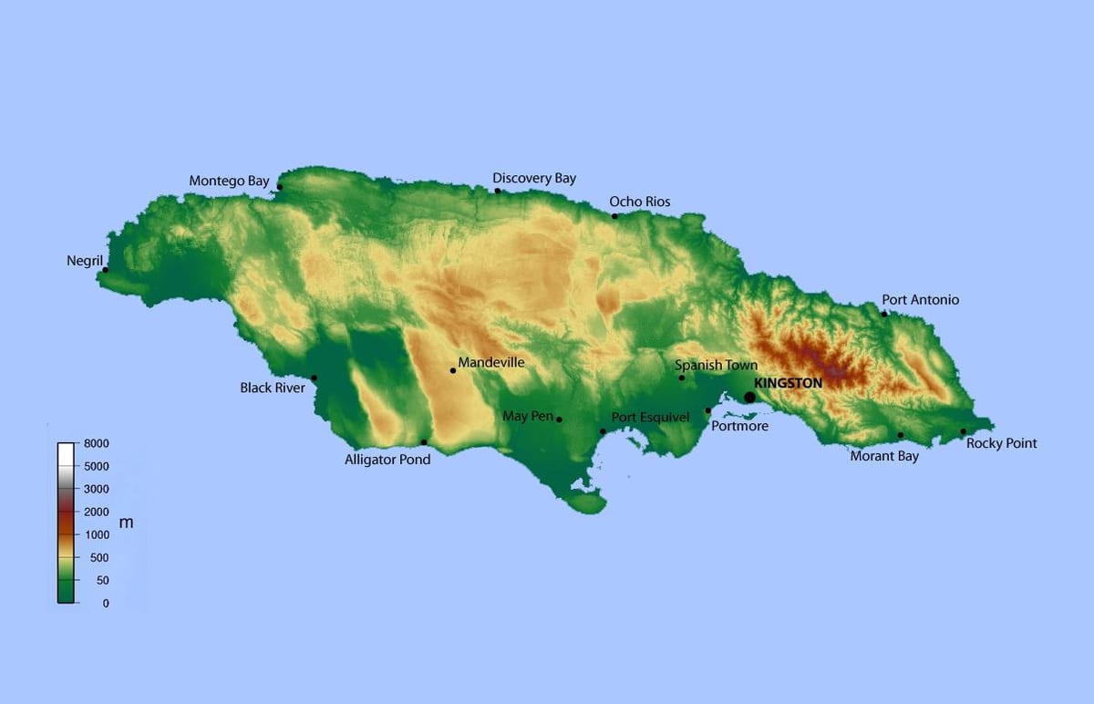 Kort af jamaica hækkun