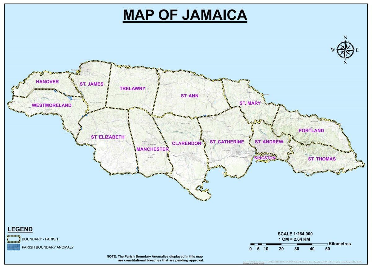 Kort af jamaica kjördæmi