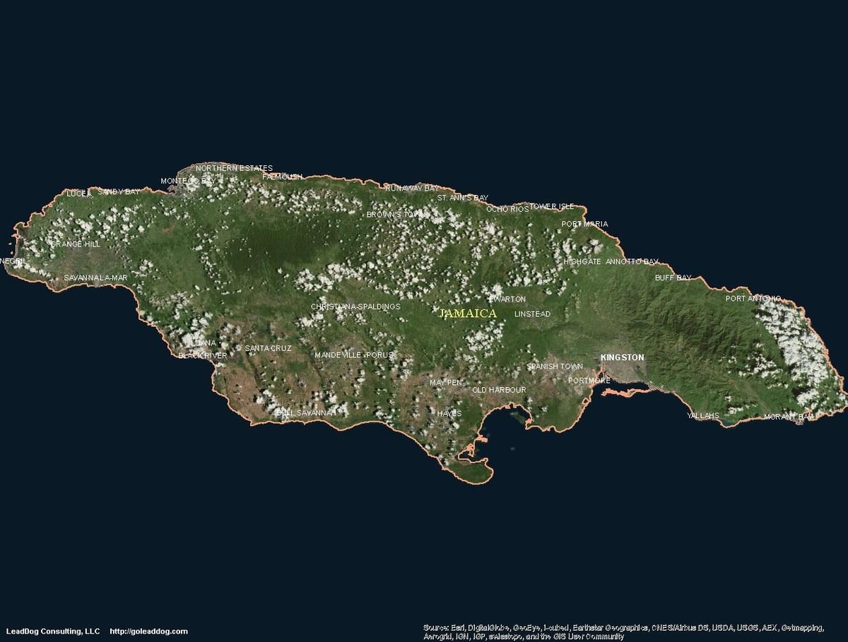 Kort af loftnet jamaica
