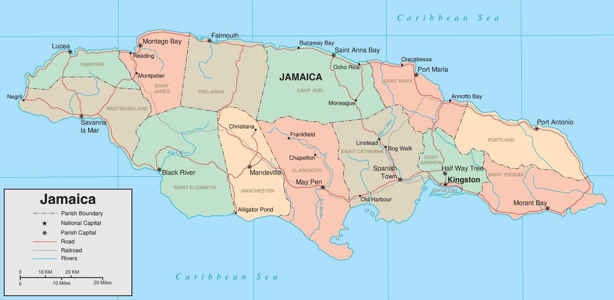 Kort af pólitískum jamaica