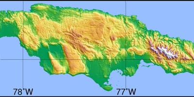 Kort af gervitungl jamaica