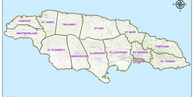 Kort af jamaica kjördæmi