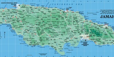 Landfræðilega kort af jamaica