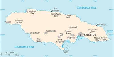 Kort af jamaica svæði 