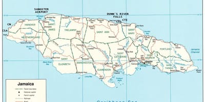 Kort af jamaica dunns river fellur