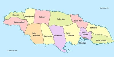 Kort af merkt jamaica