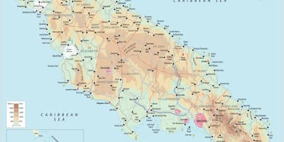Kort af suðurströnd jamaica 